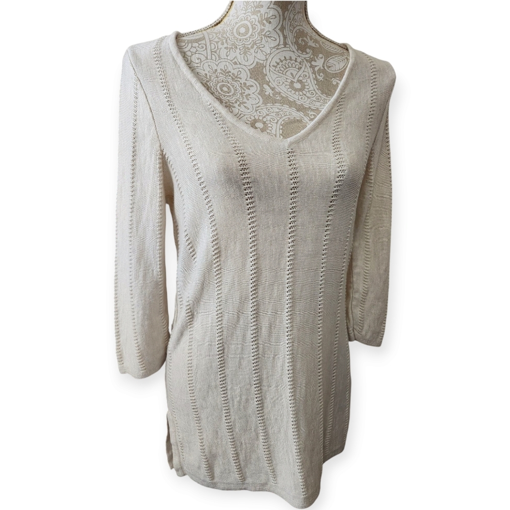 Chico's Cream Tunic Sweater Size Small